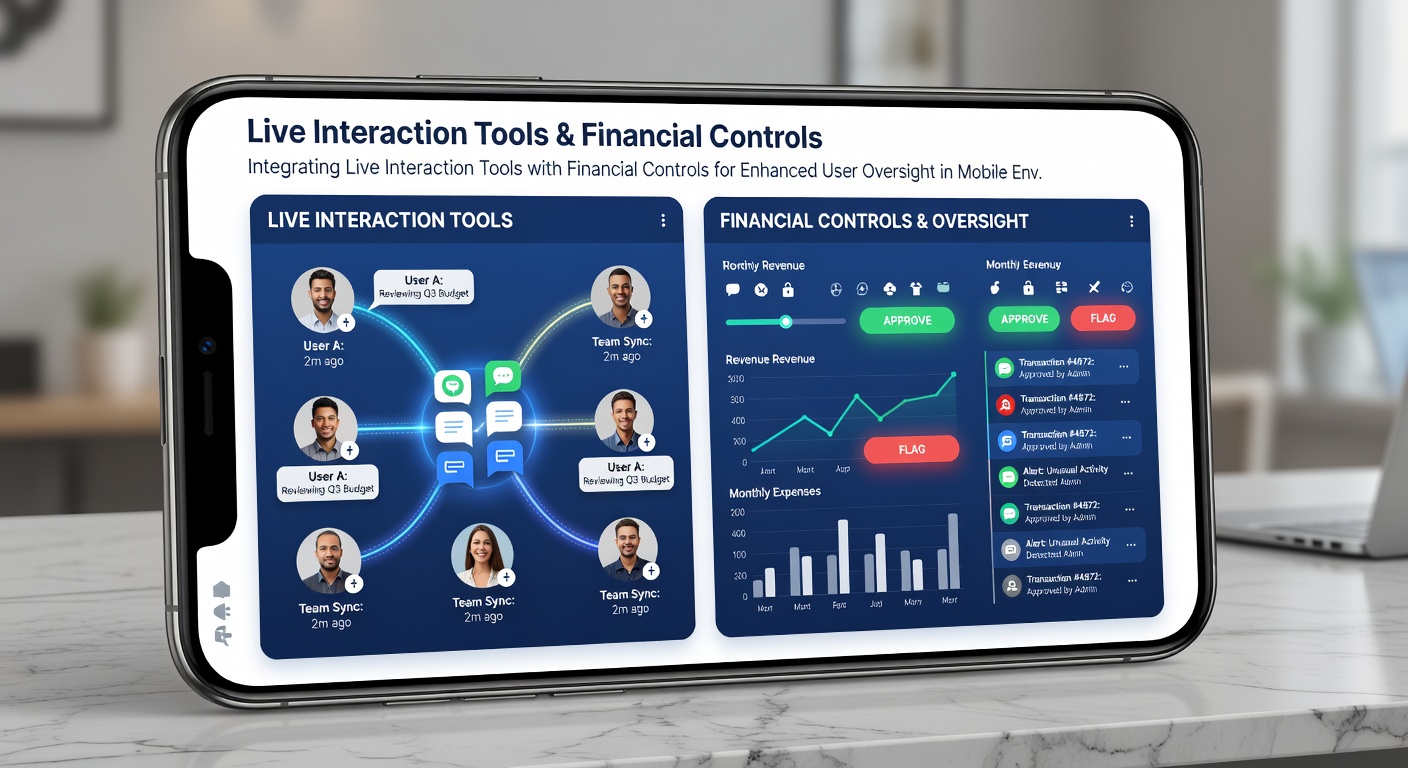 Dashboard mit Live-Interaktion und Finanzüberwachung auf einem Smartphone